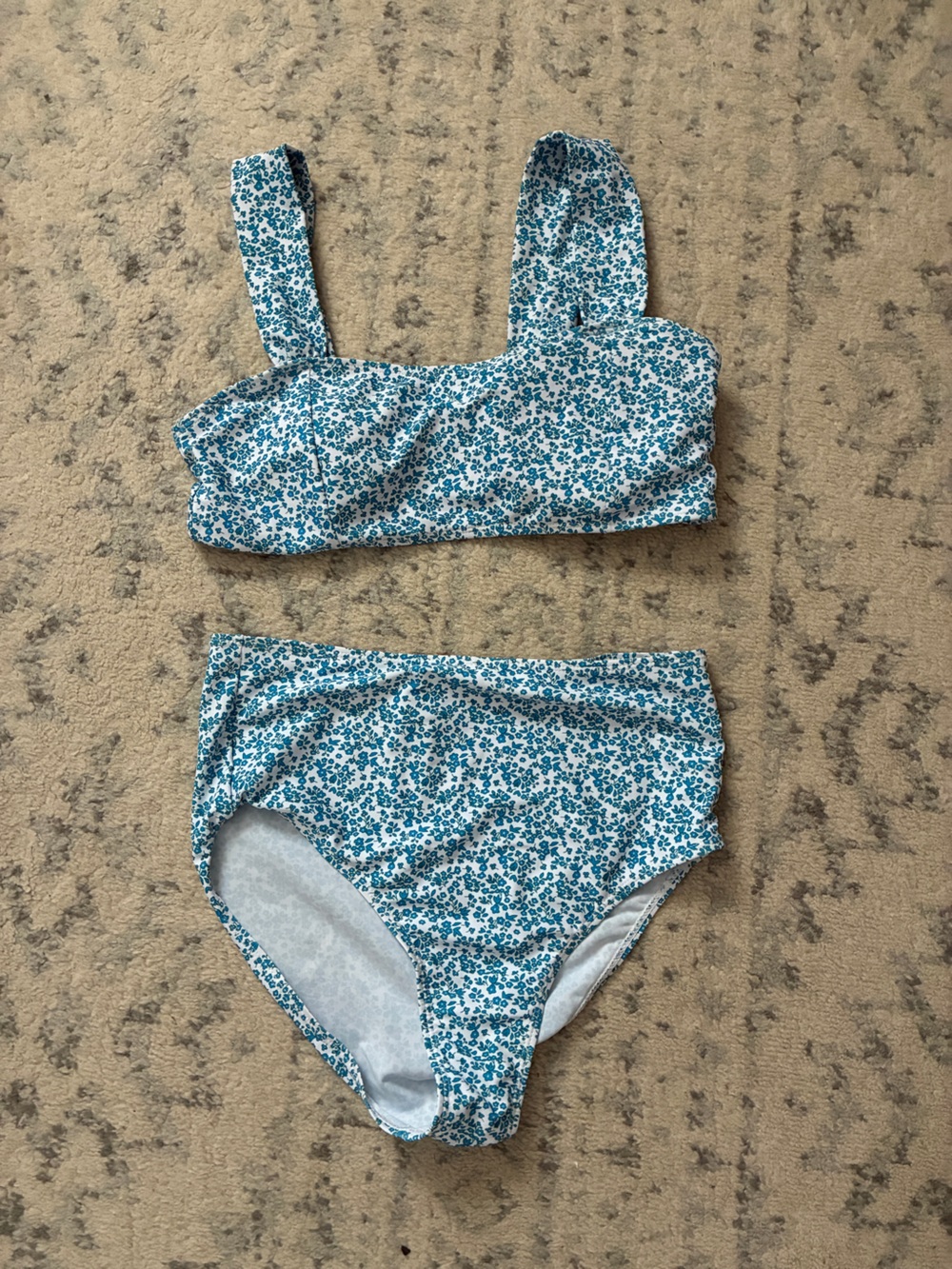 Blue Floral Two-Piece Swim Set